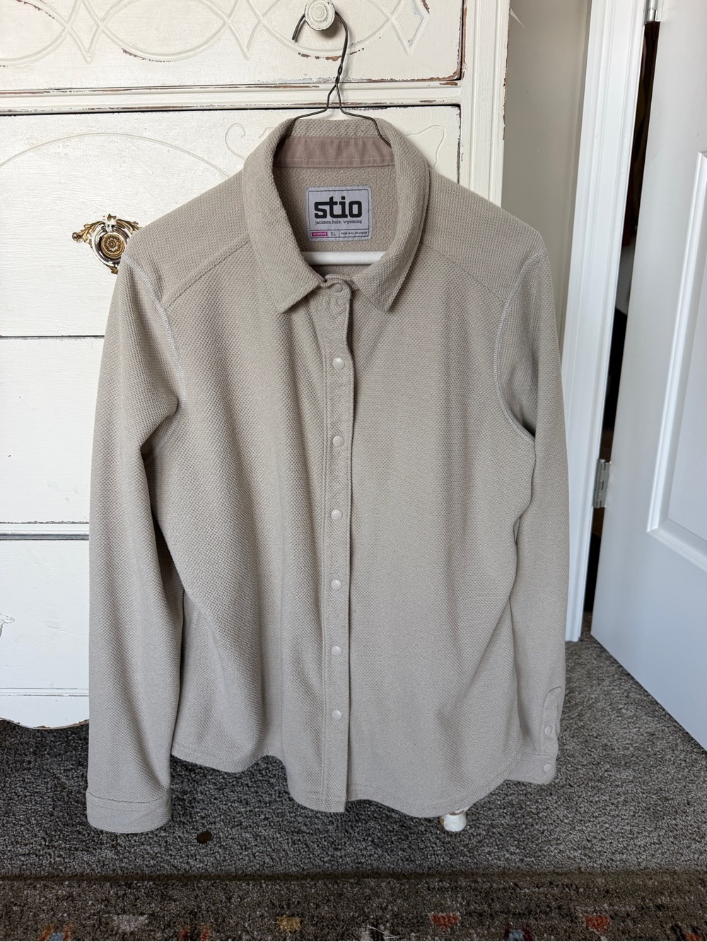 Womens Stio therma flannel Casual Button-Down Shirt in Light beige size L
